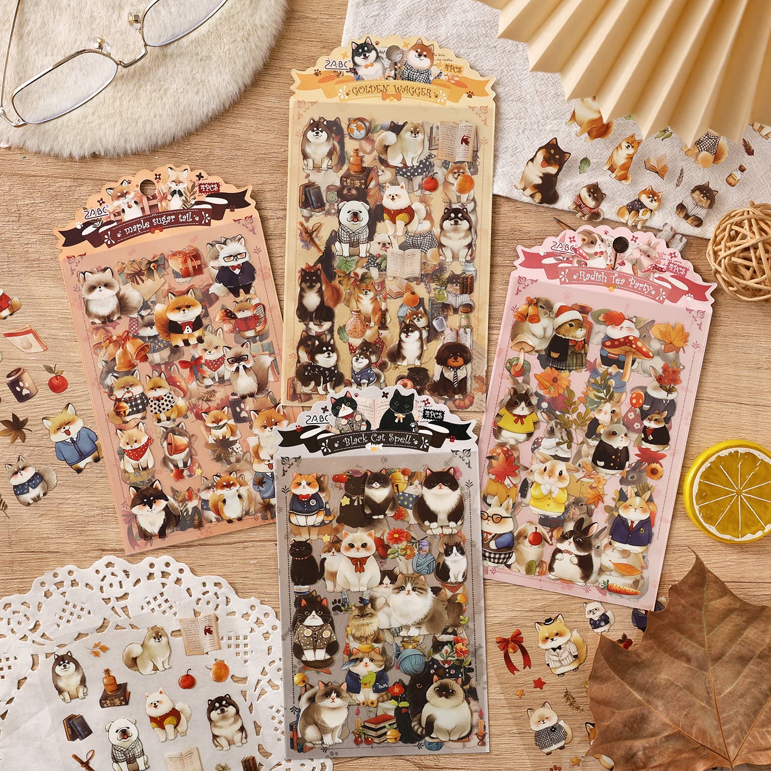 Adorable Pet Stickers – Autocollants mignons de chiens, lapins et chats pour journaux & décoration de téléphone