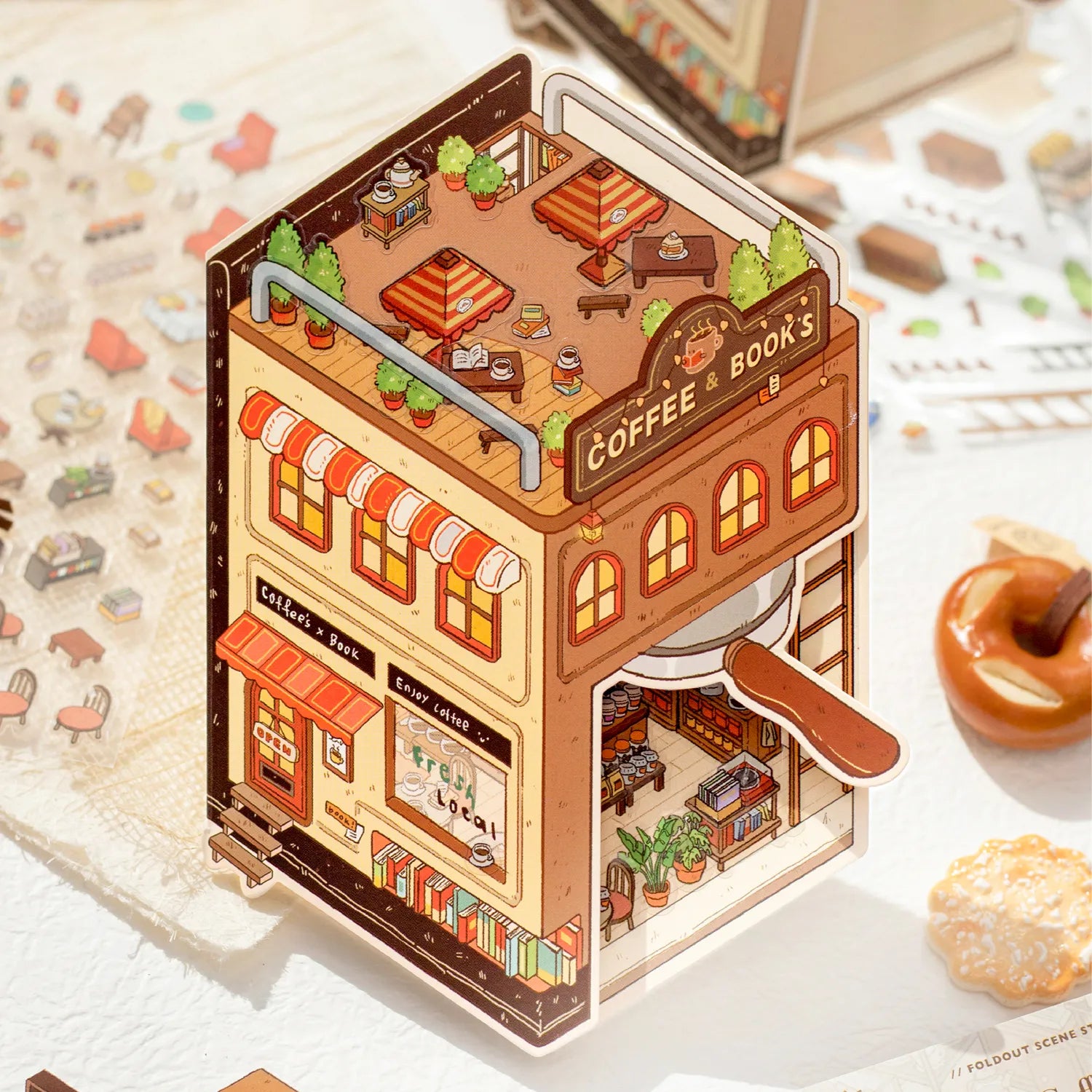 Pack d’Autocollants Scène 3D – Bakery & Coffee Shop