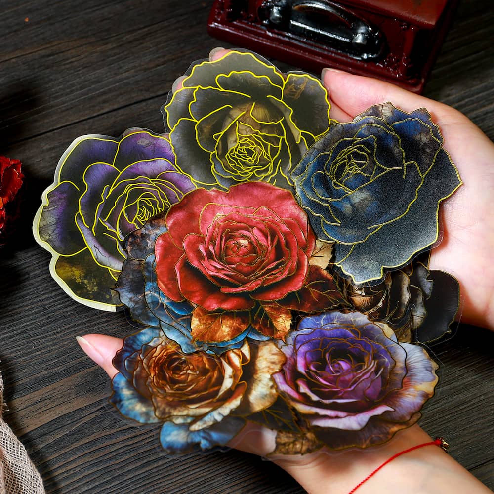 Autocollant de grande taille représentant une rose gothique