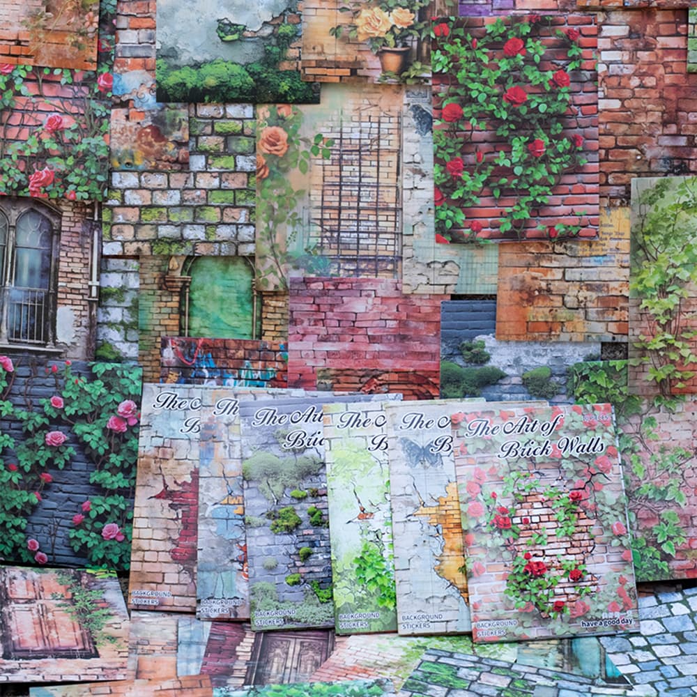 Autocollants en papier Washi de la série Murs de briques