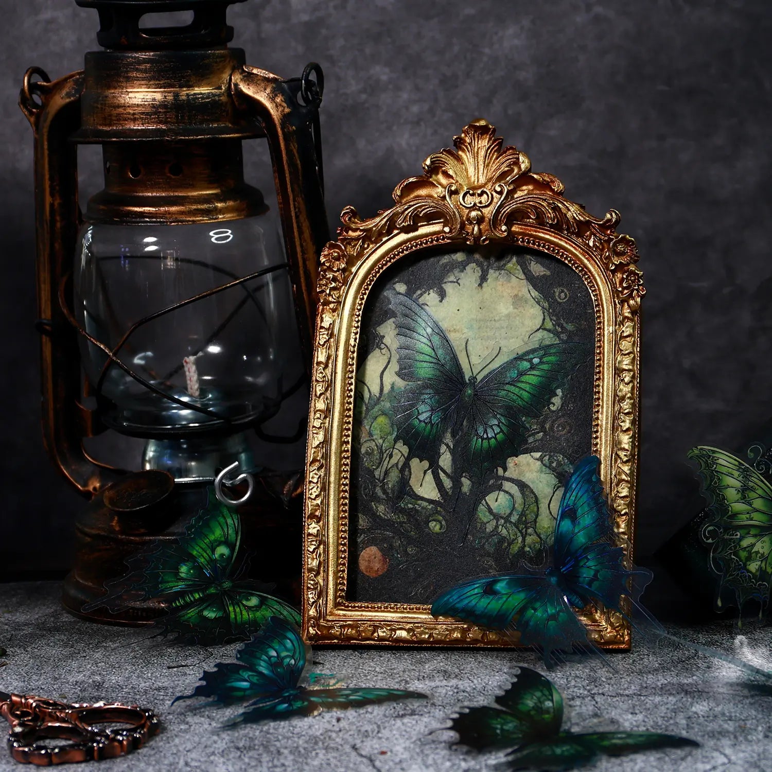 Dark Gothic Vintage Butterfly PET Sticker – 4 Styles Stickers for Journaling