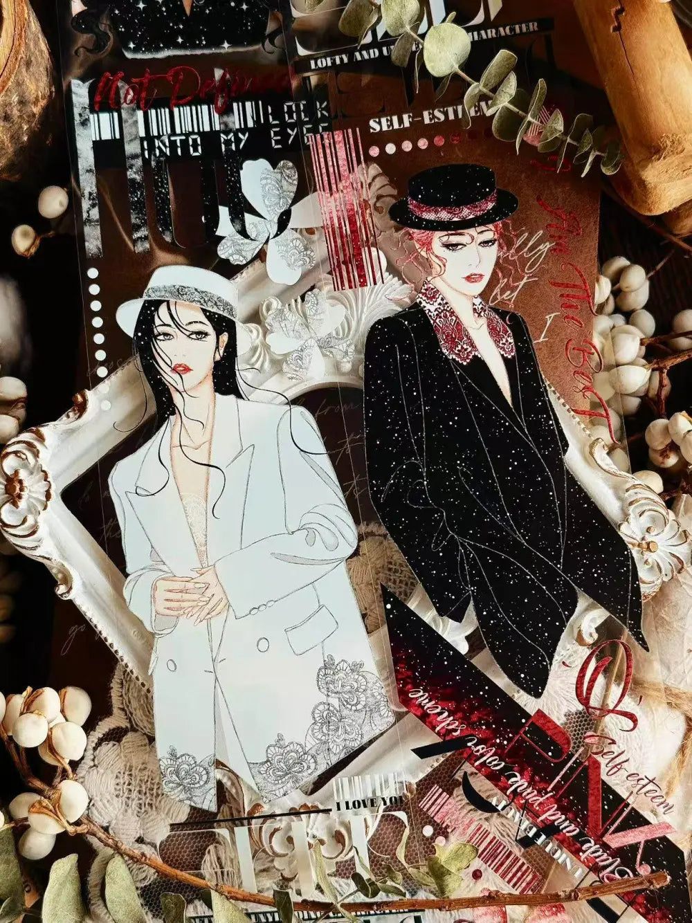 Elegantes Washi-Tape im Vintage-Punk-Stil mit Tiermotiven | Dekoratives Tape mit Vintage- und Punk-Motiven