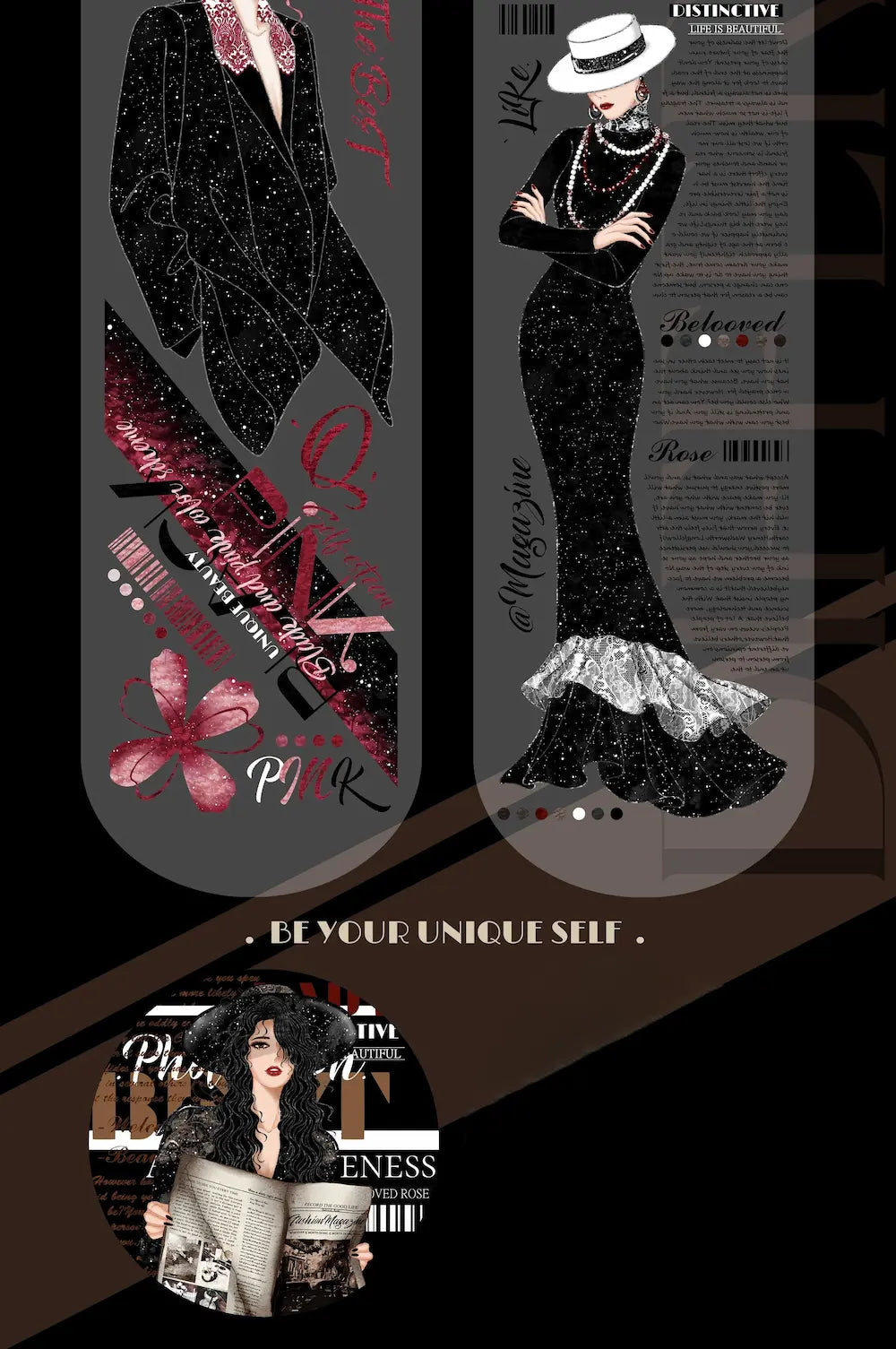 Elegantes Washi-Tape im Vintage-Punk-Stil mit Tiermotiven | Dekoratives Tape mit Vintage- und Punk-Motiven