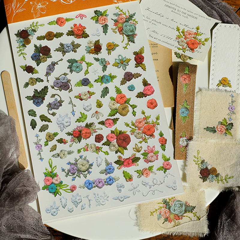 Vintage Rose Rub-On Sticker