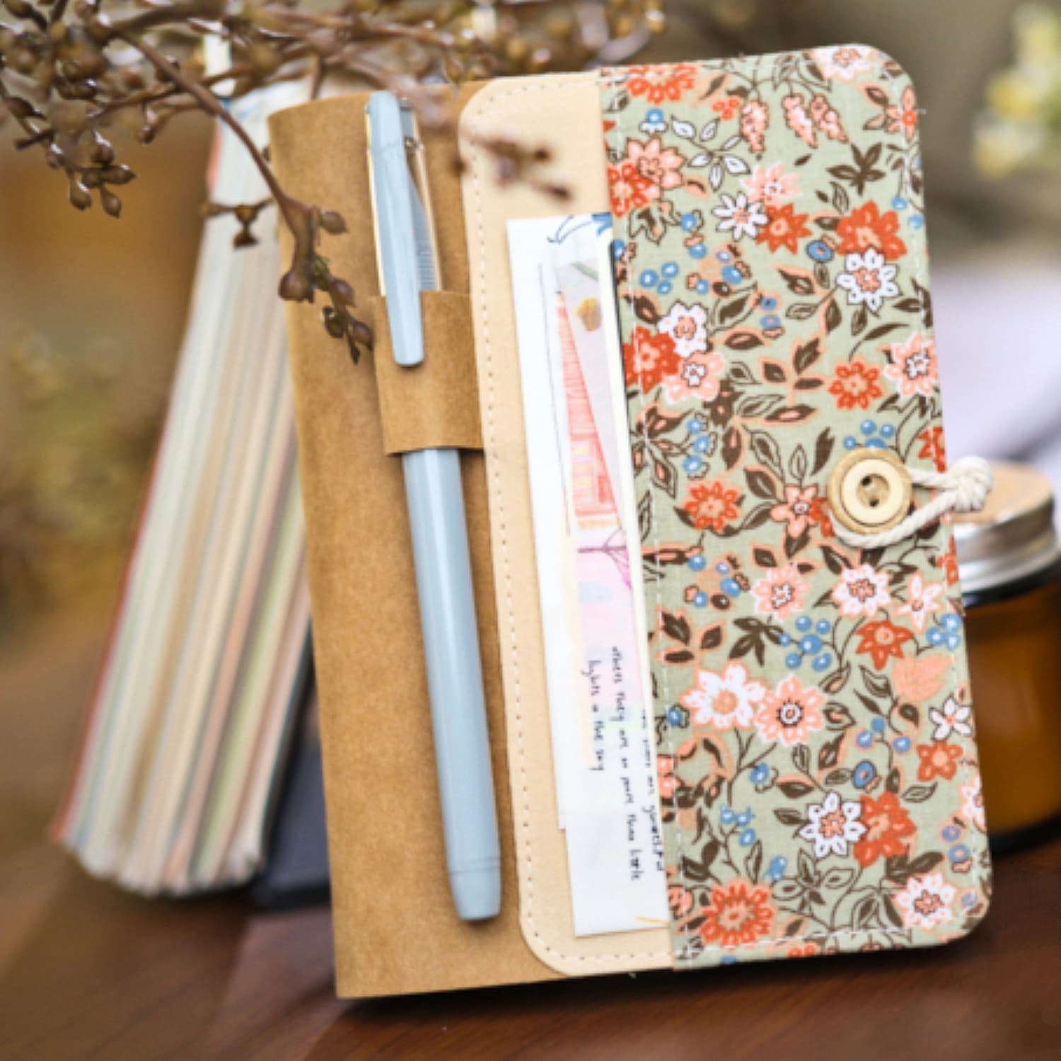 Floral Fabric & Washable Kraft Paper Journal Cover