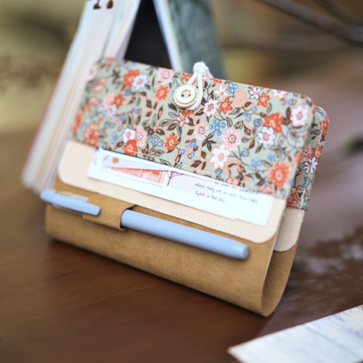 Floral Fabric & Washable Kraft Paper Journal Cover