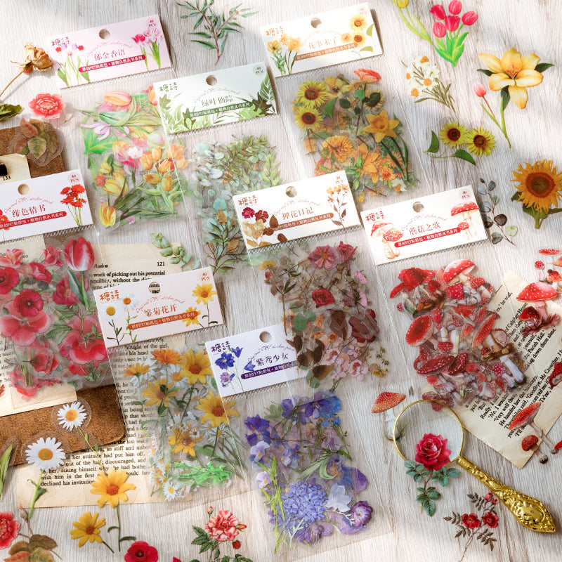 Flower PET Sticker Transparent Sticker Sheet
