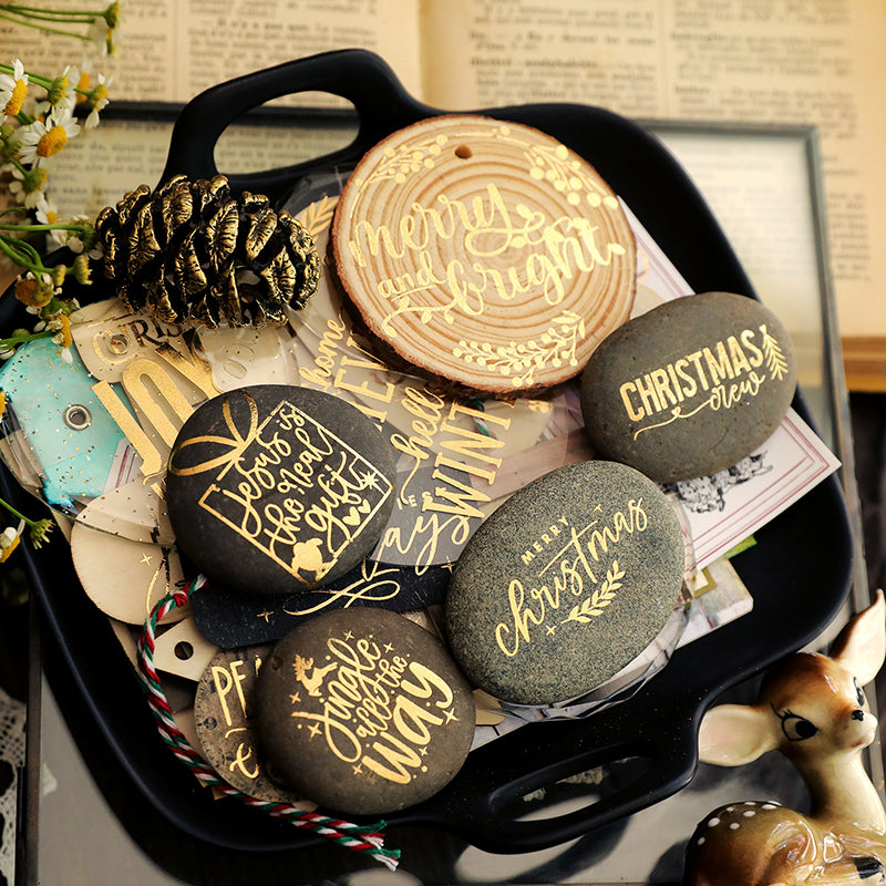 Vintage Gold Foil Christmas Rub-on Stickers