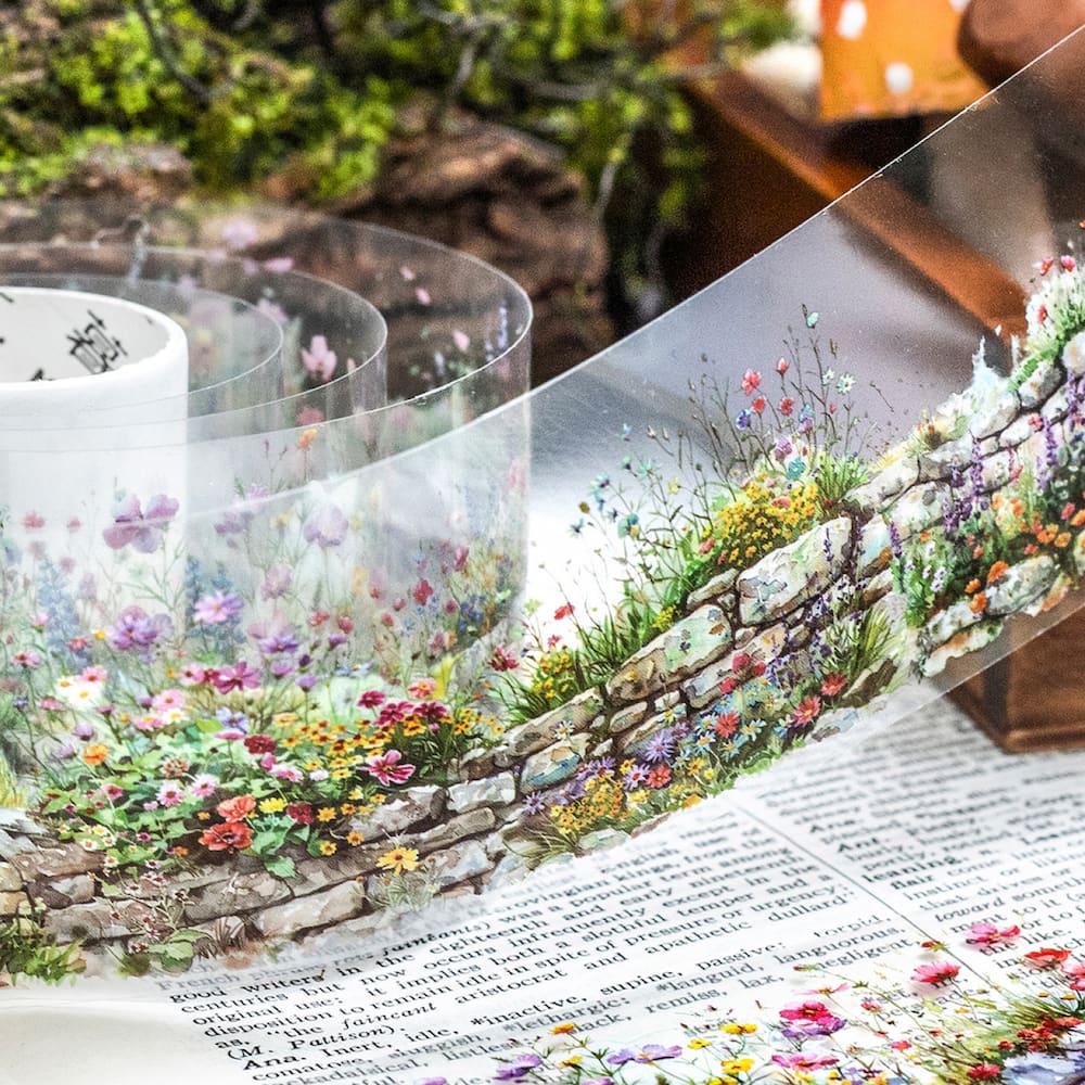 Green Field Flower Wall Series PET Tape