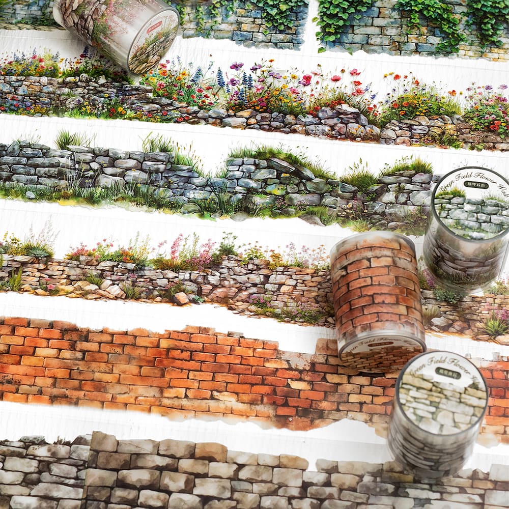 Green Field Flower Wall Series PET Tape