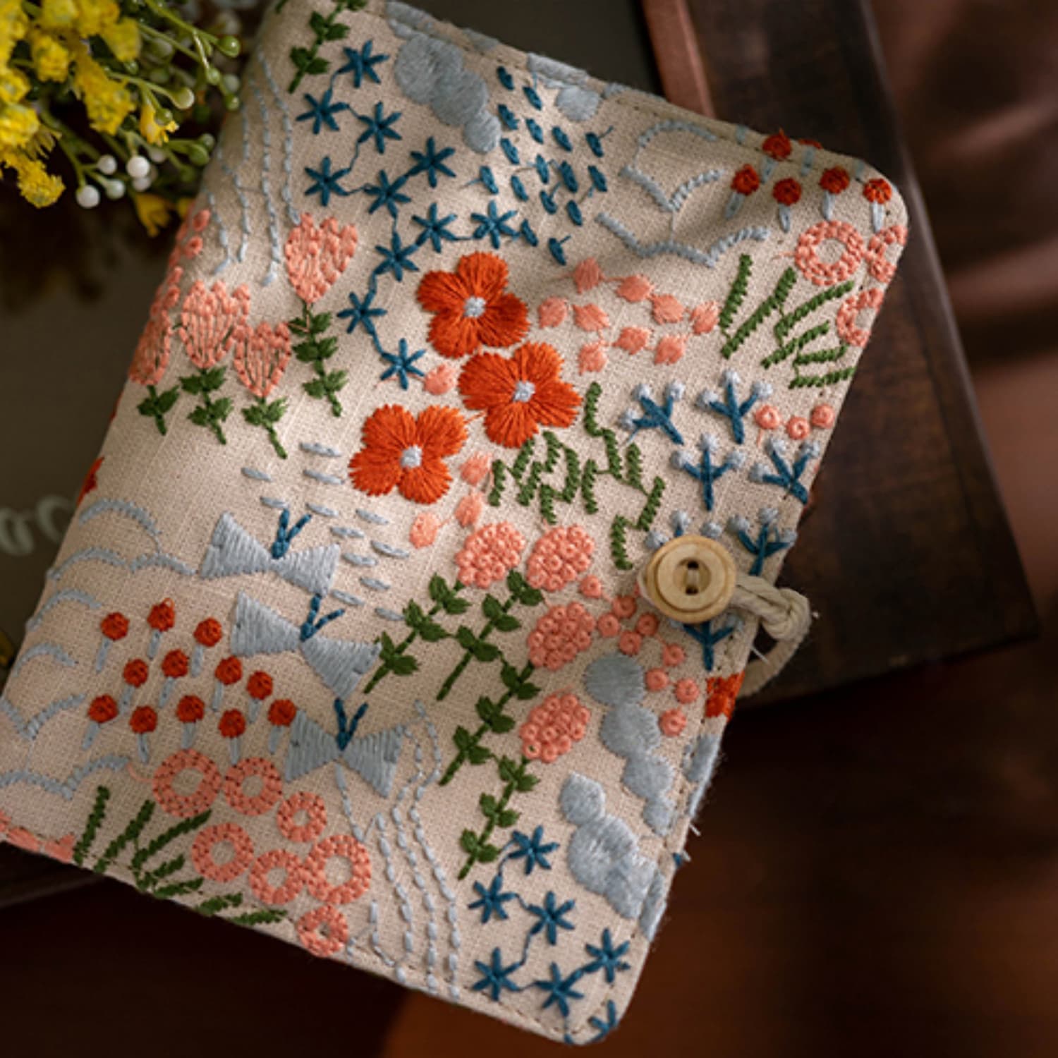 Handmade A5/A6 Embroidery Ring Binder Journal Cover– Botanical Cover Only or with Paper Insert