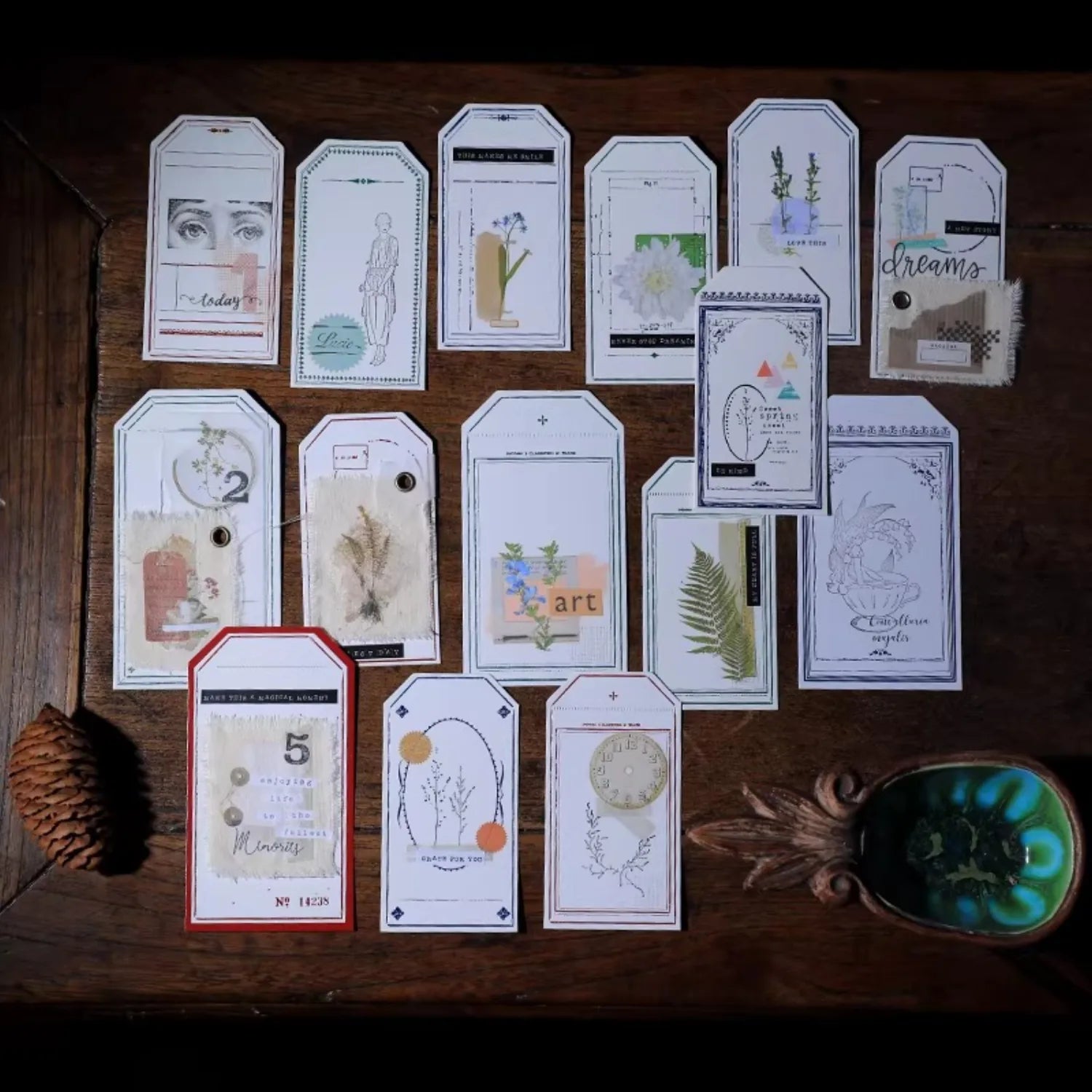 Vintage Hang Tags Paper Pack | Letterpress Label Cards for Junk Journal