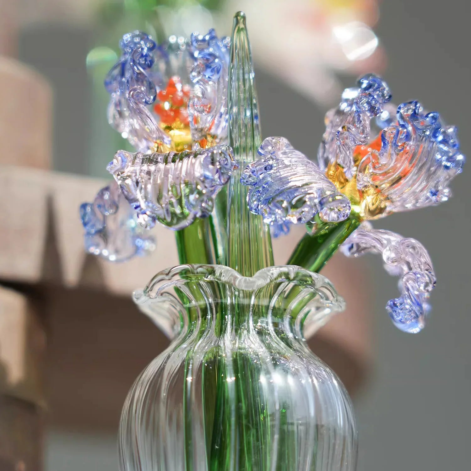 Mini handcrafted Tiny Glass Flower Iris Figurine