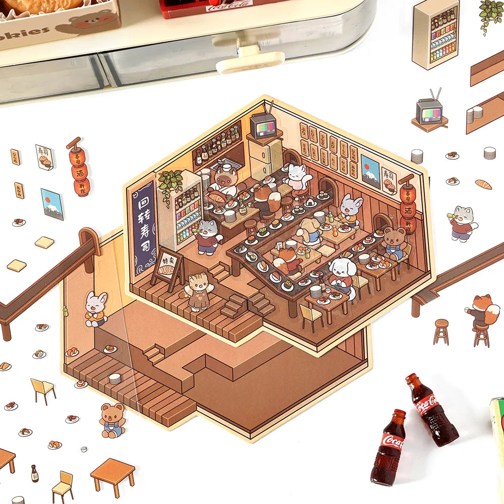 Autocollants de Scène Miniature 3D – Set de Scènes de Maison 3D DIY