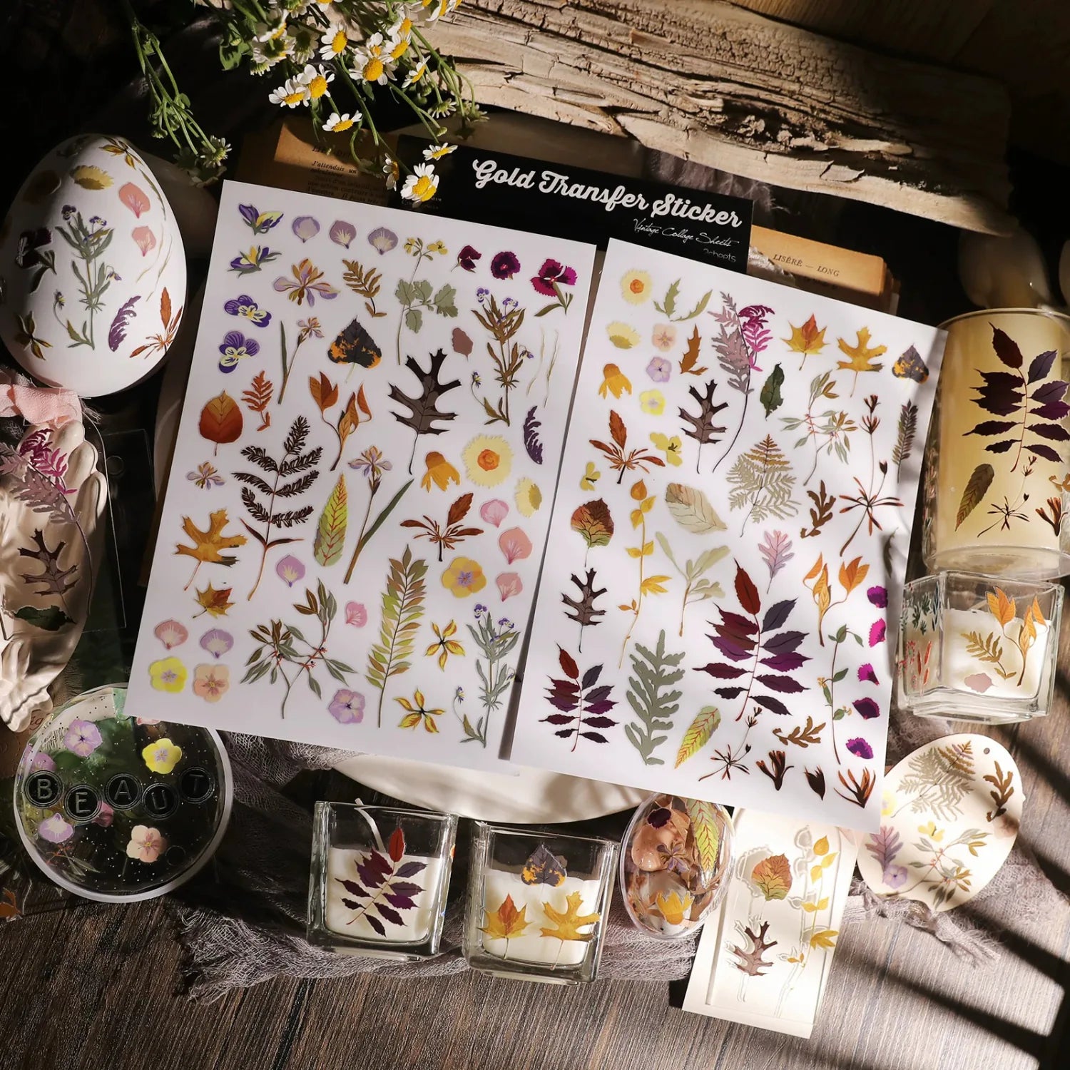 Nature Botanical Leaves UV DTF Sticker Transfers