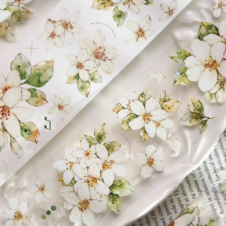 Orange Jasmine Flower Washi Tape / PET Tape – Floral Journaling Tape