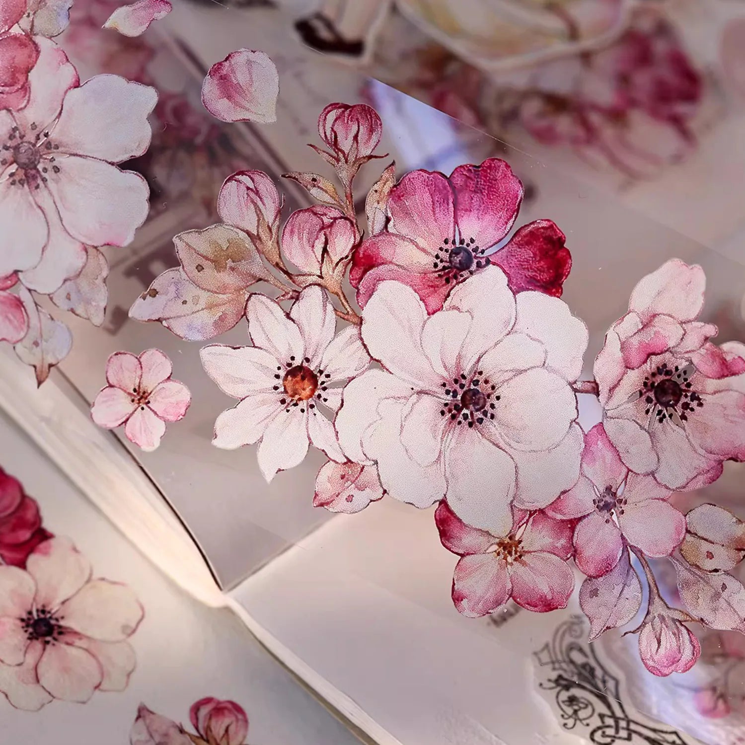 Peach Blossom Washi & PET Tape - Light Vintage