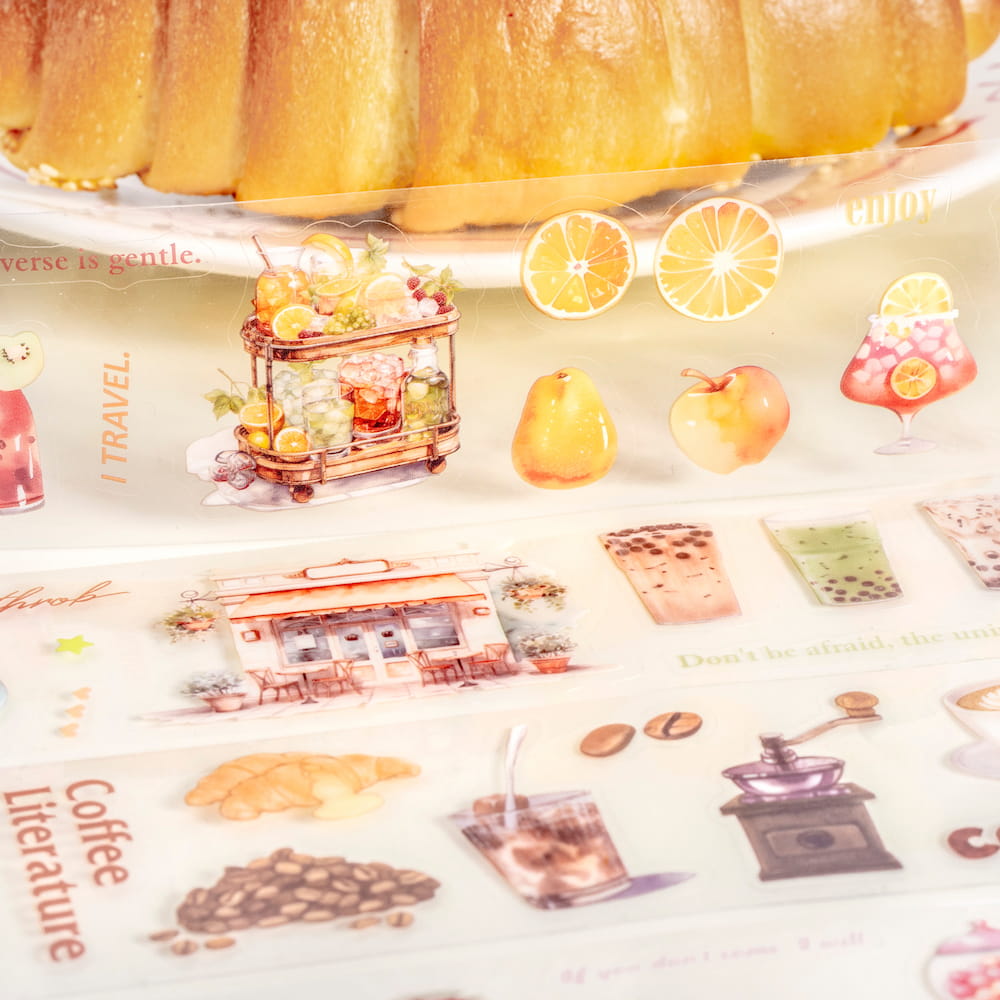 Ruban adhésif PET prédécoupé à thème Dessert Coffee Happy Time