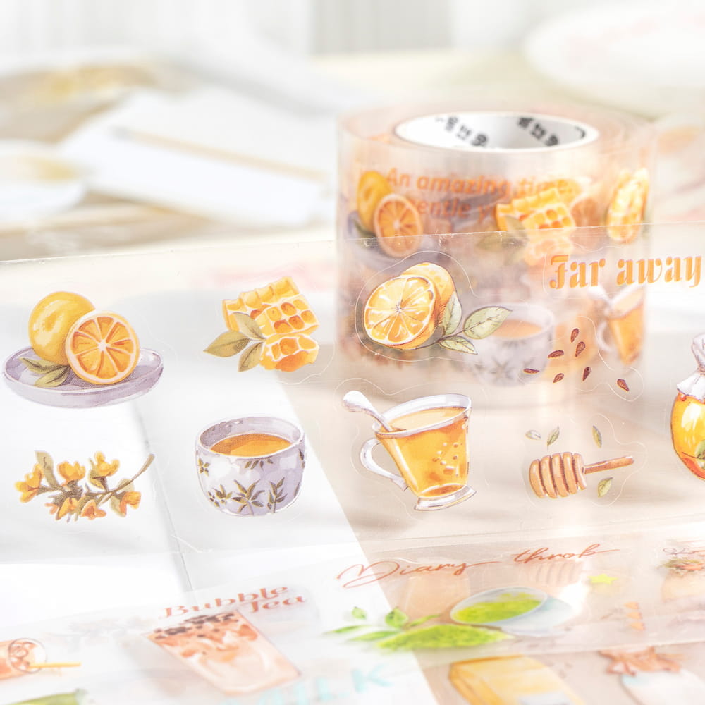 Ruban adhésif PET prédécoupé à thème Dessert Coffee Happy Time