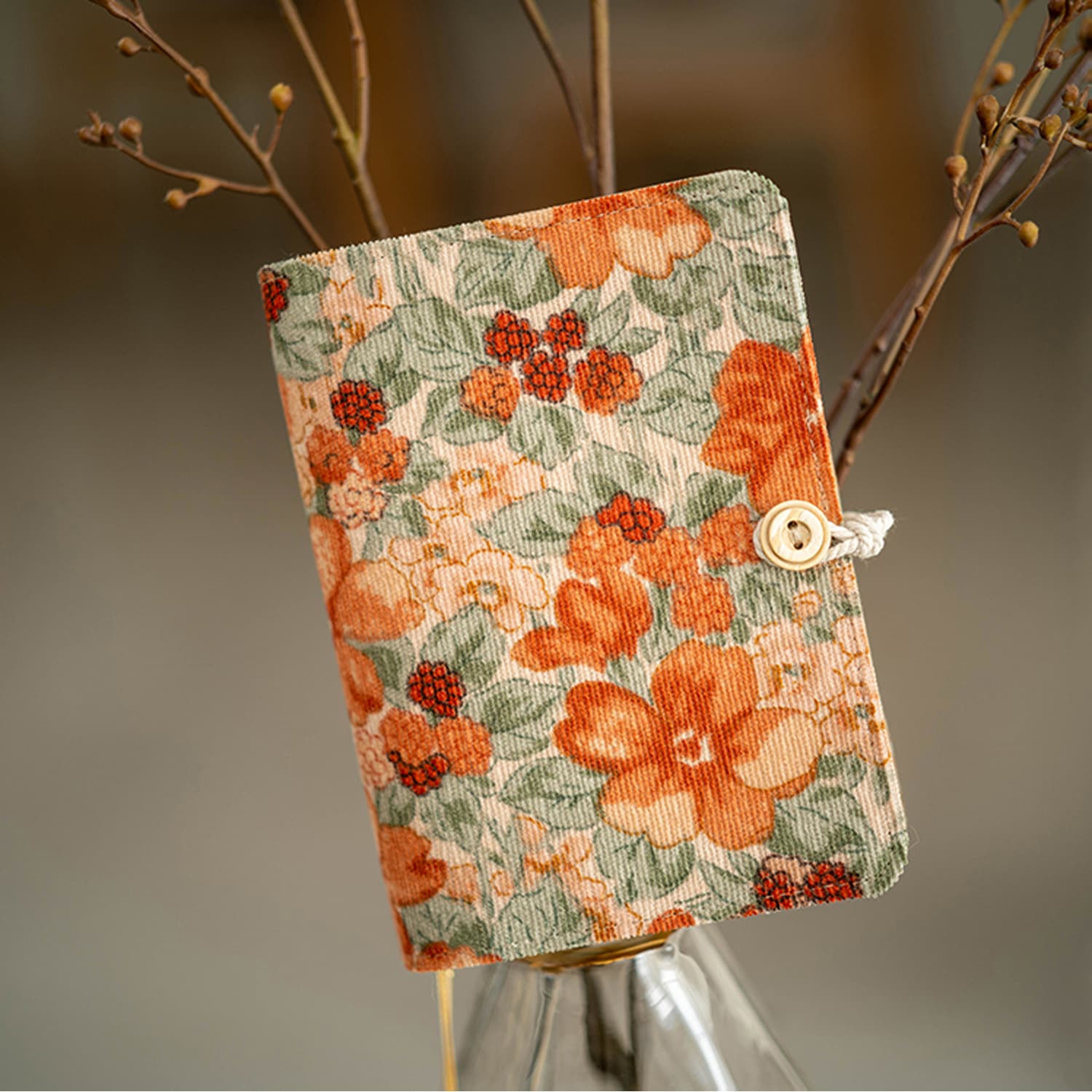 🧡 Retro Corduroy Floral Journal Cover A5 & A6 Notebook