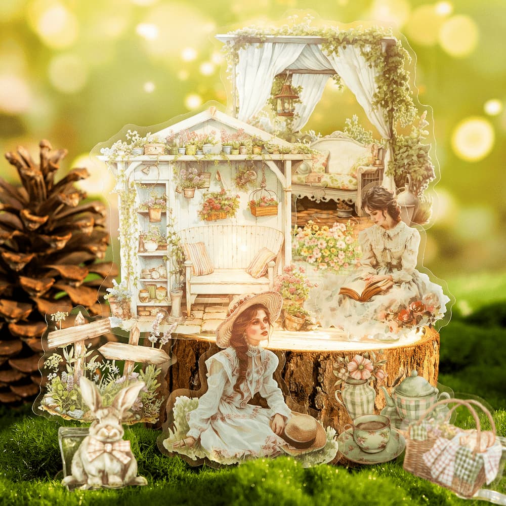 Autocollants PET sur le thème de la vie de fille littéraire de style rétro