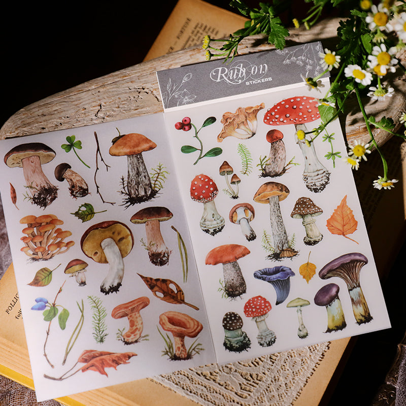 Mushroom Aesthetic Rub-on Stickers