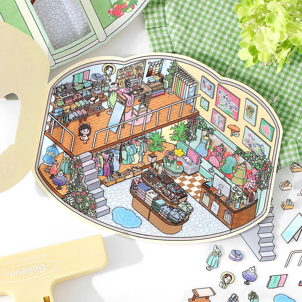 Ensemble d'autocollants 3D pliables – Mondes miniatures pour carnets et agendas