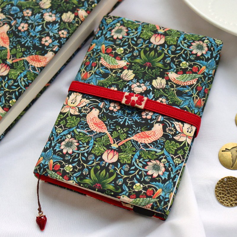 Fabric Journal Notebook with Strawberry Thief Cover | Binder & Refillable Diary
