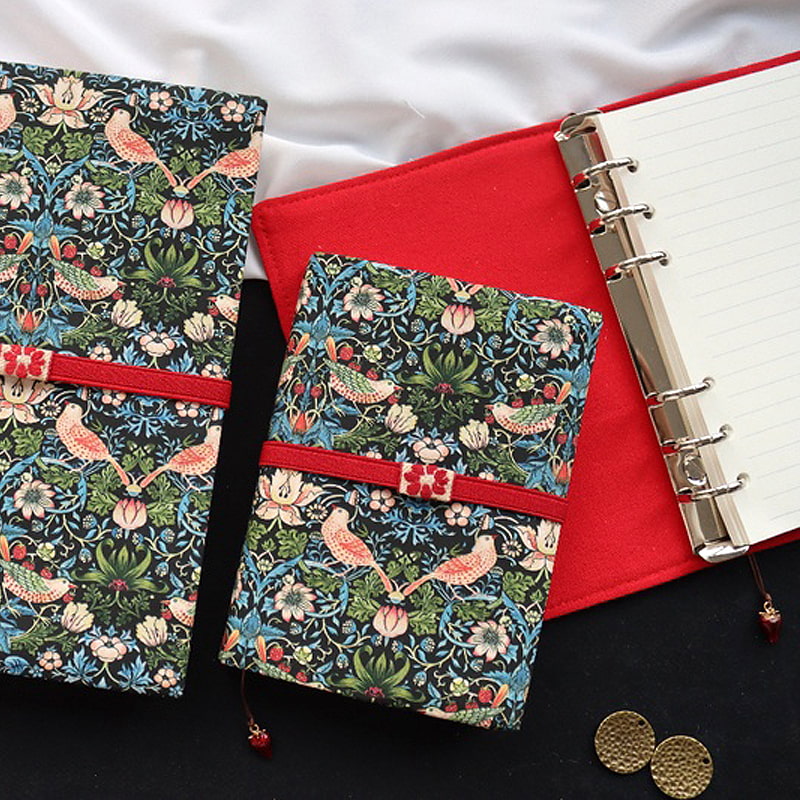 Fabric Journal Notebook with Strawberry Thief Cover | Binder & Refillable Diary