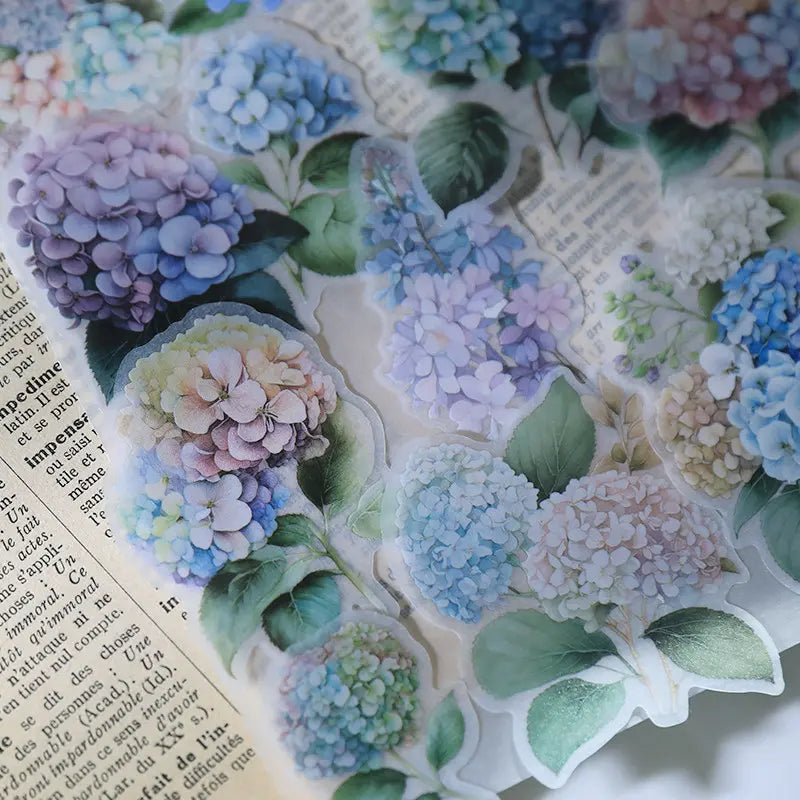 Translucent Hydrangea Vellum Stickers | Soft Botanical Floral Journaling Set