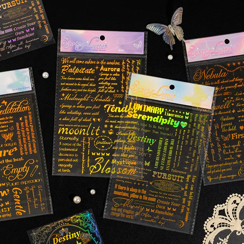 Autocollants de texte transparents pour scrapbooking