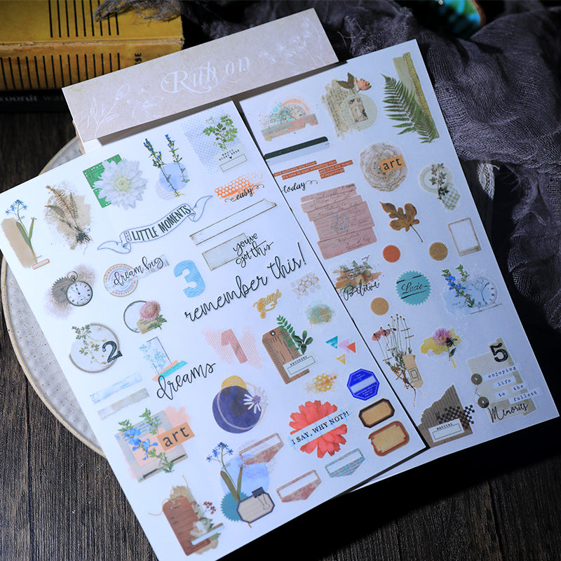 Vintage Botanical Rub-On Stickers Ephemera for Junk Journaling