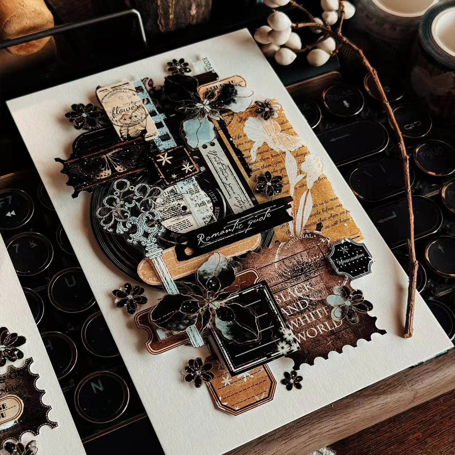 Vintage Camera & Gramophone PET Washi Tape | Retro Journaling Ephemera