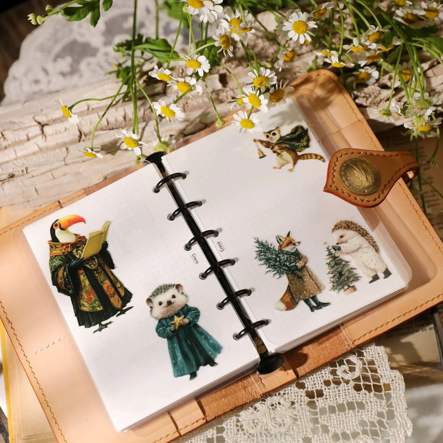 Vintage Christmas Woodland Animal Transfer Stickers