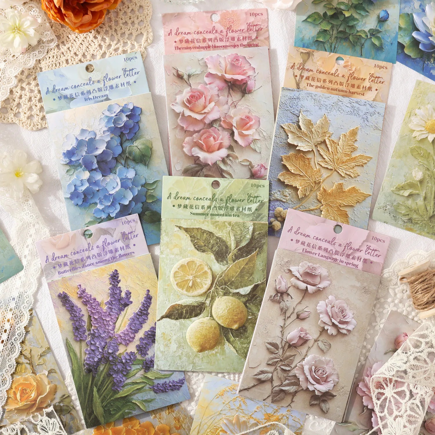 Vintage Floral Embossed Scrapbooking Paper | Ephemera Pack