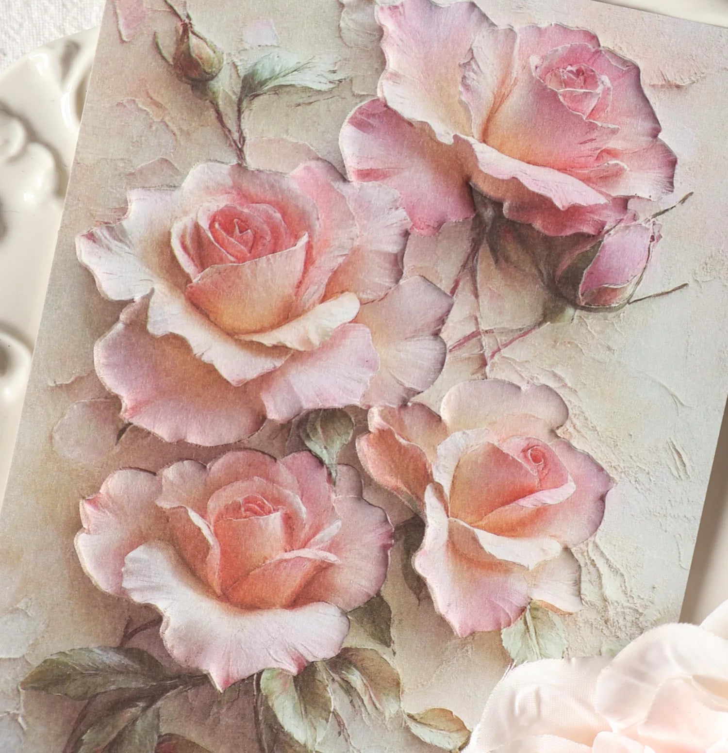 Vintage Floral Embossed Scrapbooking Paper | Ephemera Pack