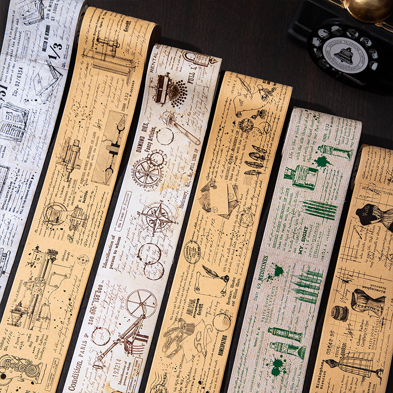 Set de Rubans Adhésifs en Papier Manuscrit Vintage pour Journaling & Scrapbooking