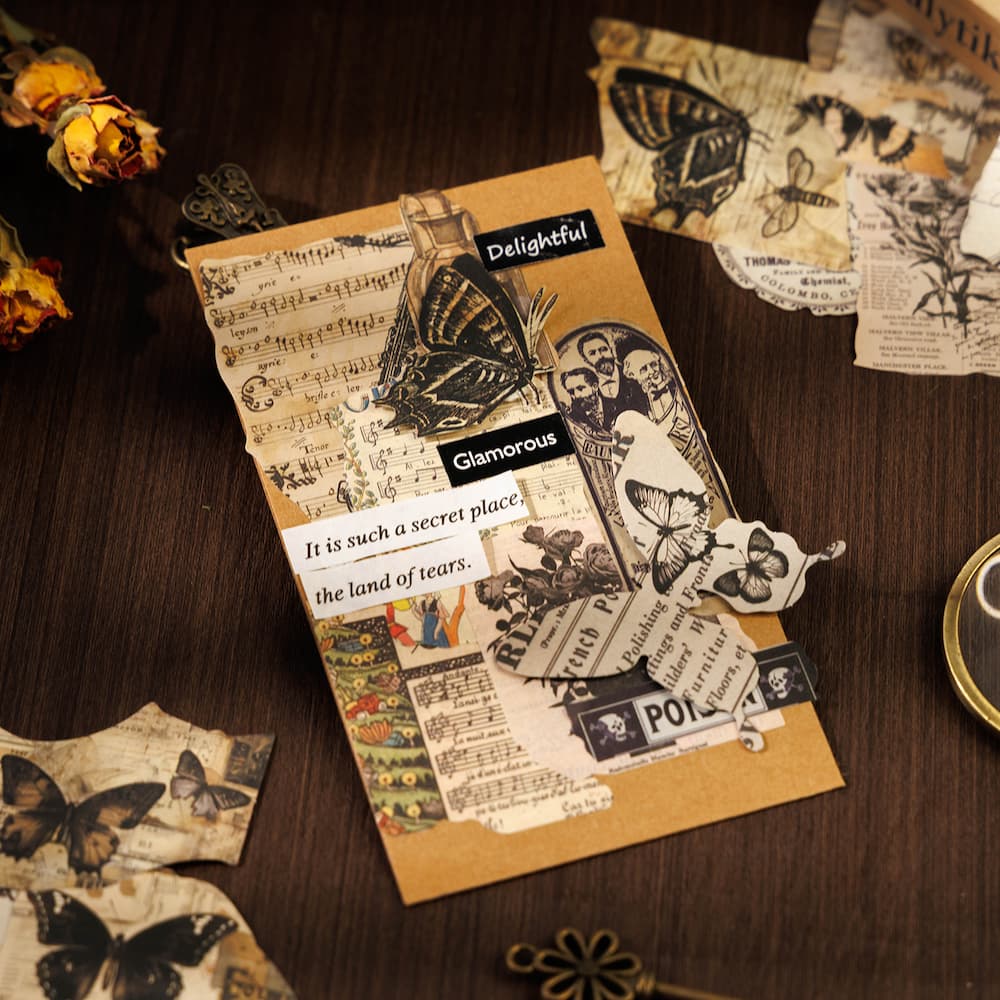 Autocollants en papier de forme spéciale pour journal de bord de style vintage