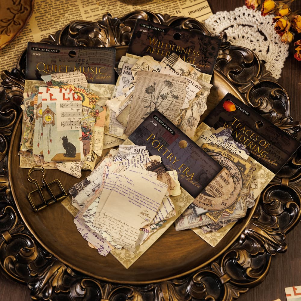 Autocollants en papier de forme spéciale pour journal de bord de style vintage