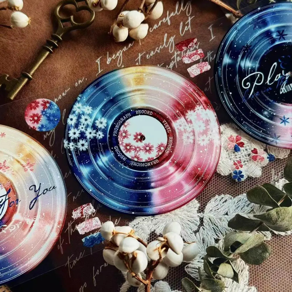Vintage Vinyl Record PET Washi Tape - Scrapbook Decoration