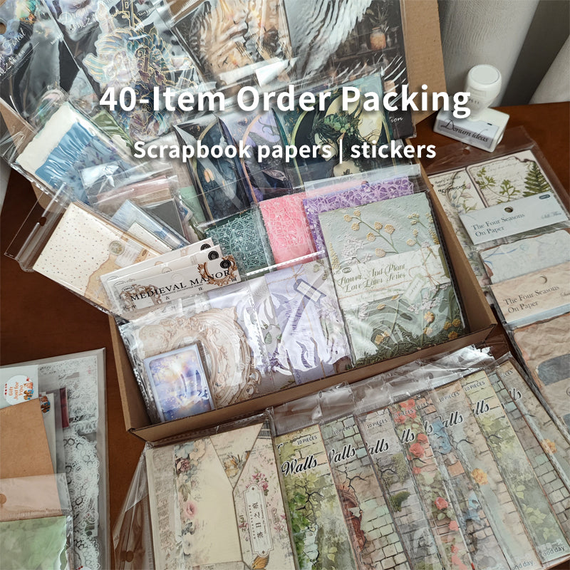 40‑item order packing | Scrapbook papers & Stickers