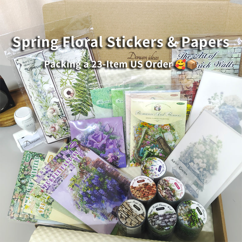 Packing a 23‑Item US Order | Spring Floral Stickers & Papers