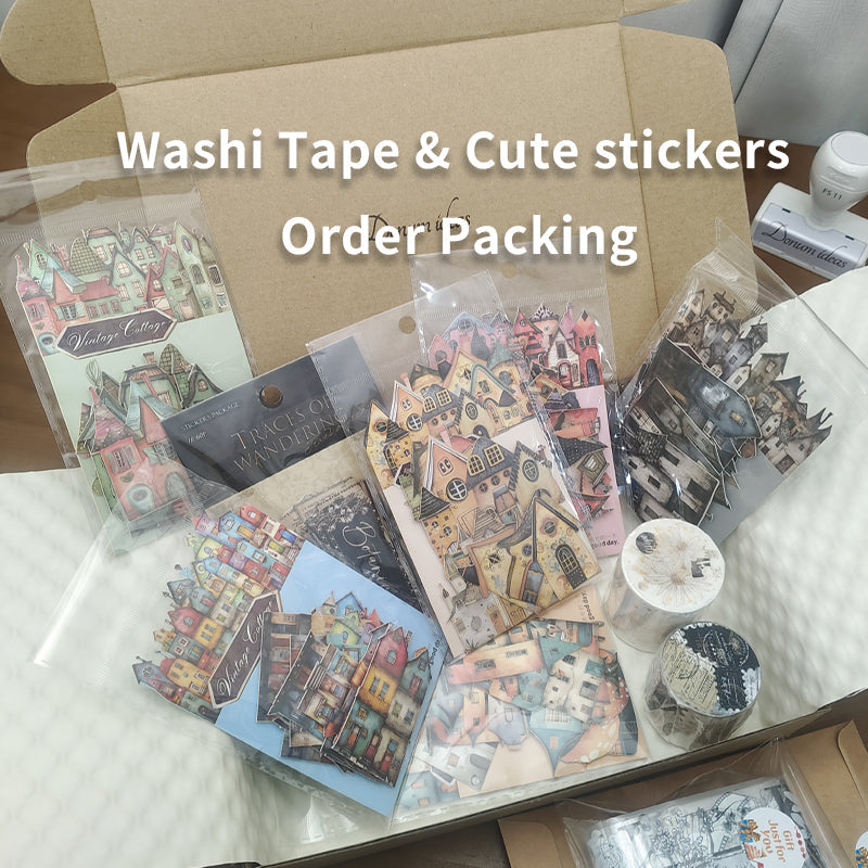 Washi Tape & Cute house Stickers Packing