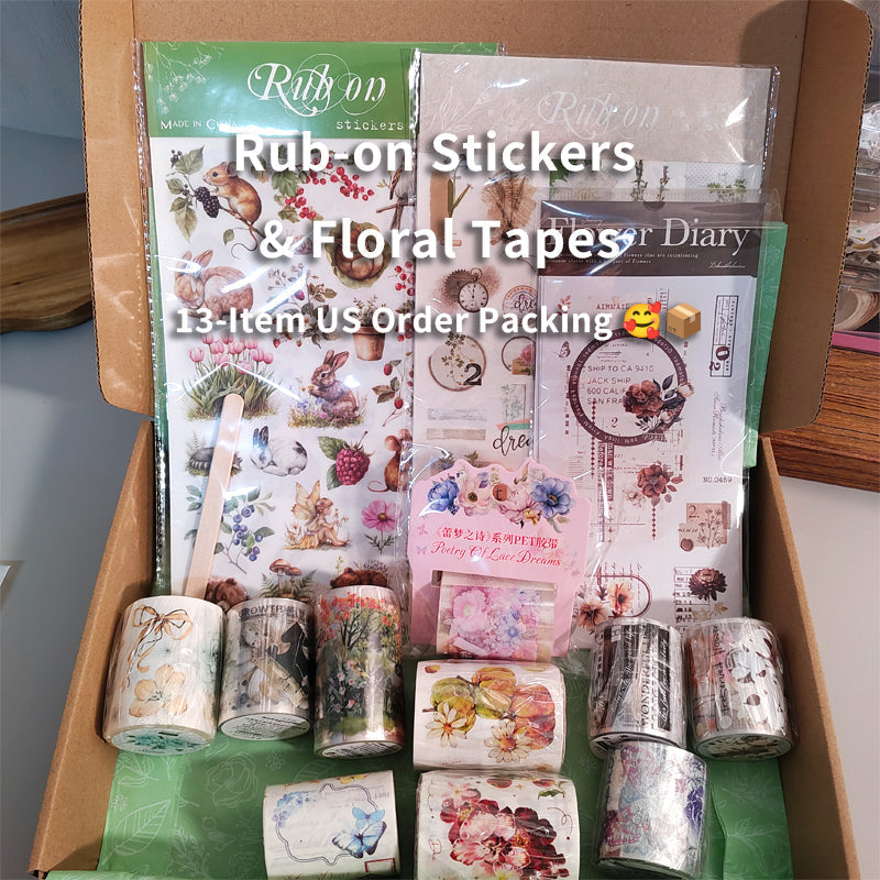13 items for a US order 📦✨| Rub-on stickers & Tapes packing