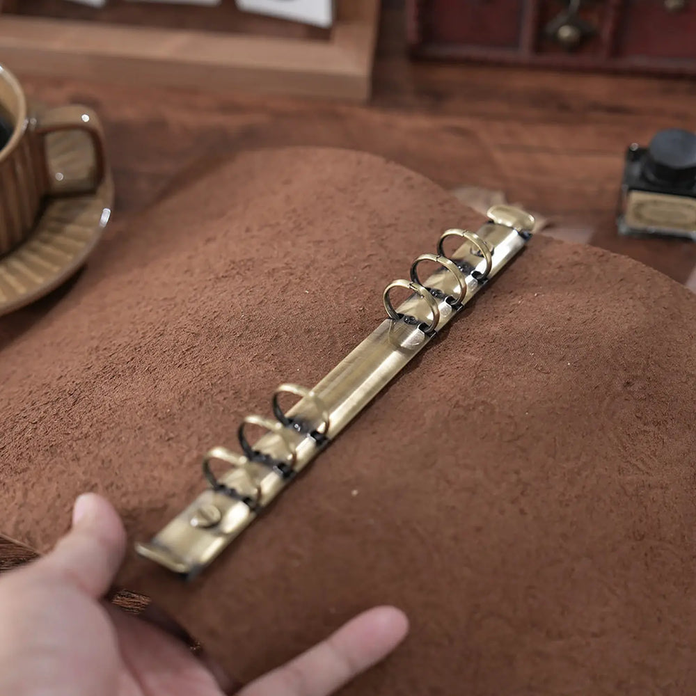Handcrafted Embossed Crazy Horse Leather Ring Binder – Vintage Refillable Leather Organizer