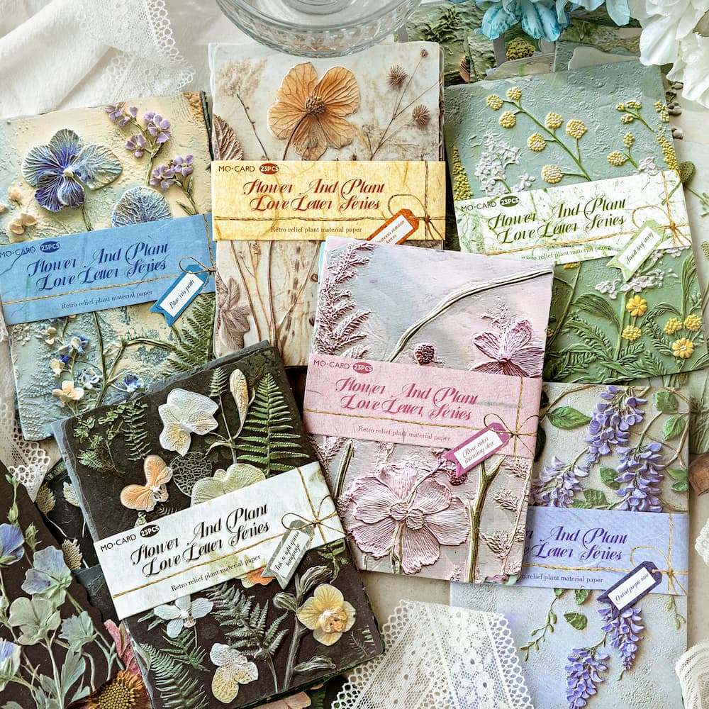 3D Embossed Floral Ephemera Paper for Scrapbooking