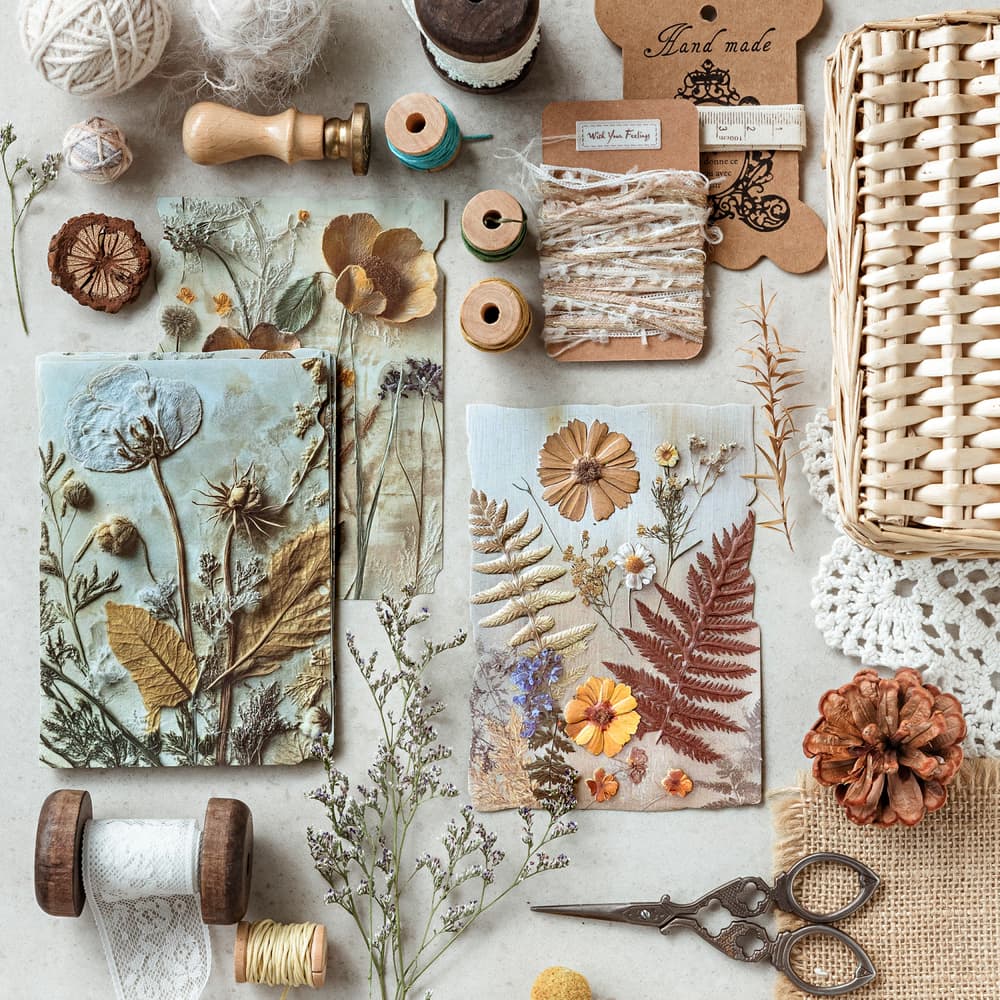 3D Embossed Floral Ephemera Paper for Scrapbooking