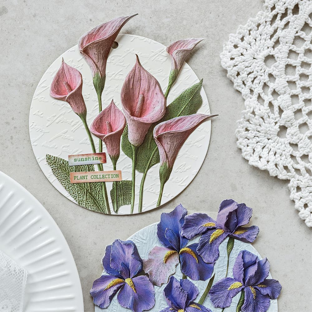 Papier Éphéméra Fleur 3D Embossé pour Scrapbooking