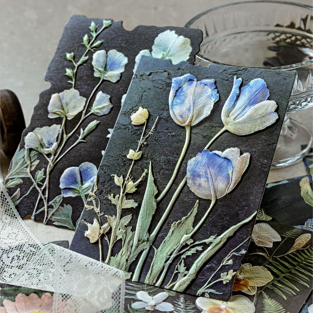 Papier Éphéméra Fleur 3D Embossé pour Scrapbooking