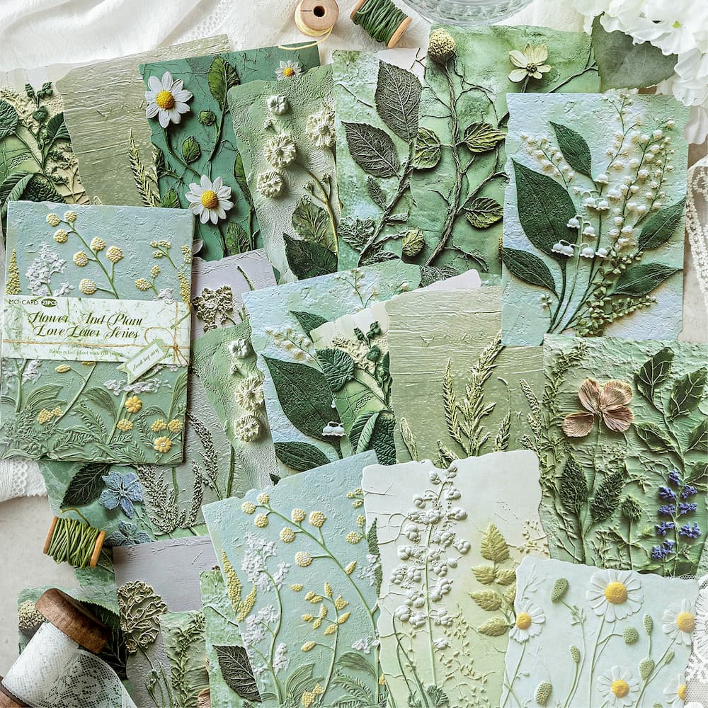 Papier Éphéméra Fleur 3D Embossé pour Scrapbooking